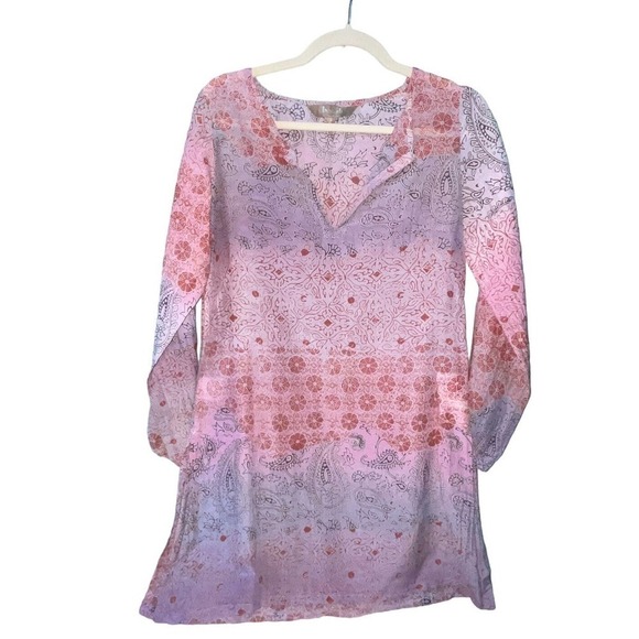 Beach by Flora Bella Silk Cotton Blend Blouse Beach Cover Up Top Size Small - Picture 1 of 7